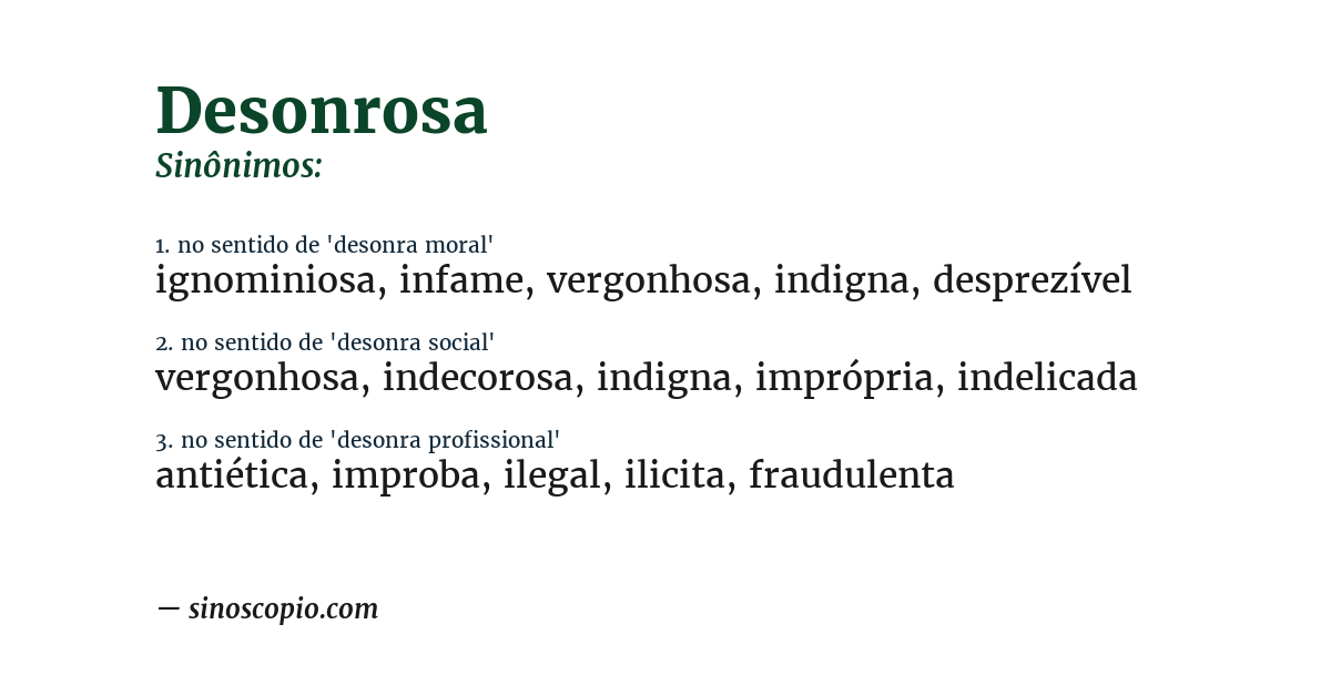 Sinônimo de desonrosa