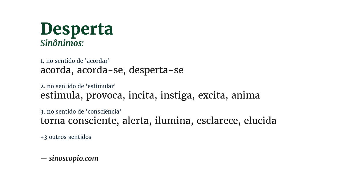 Sinônimo de desperta