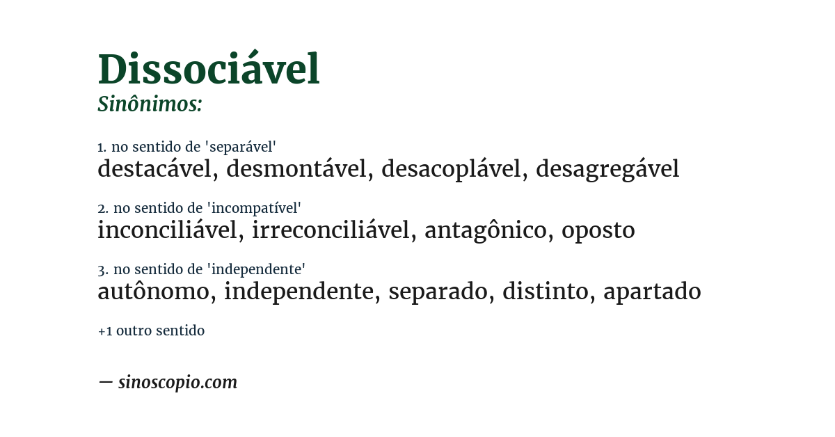 Sinônimo de dissociável
