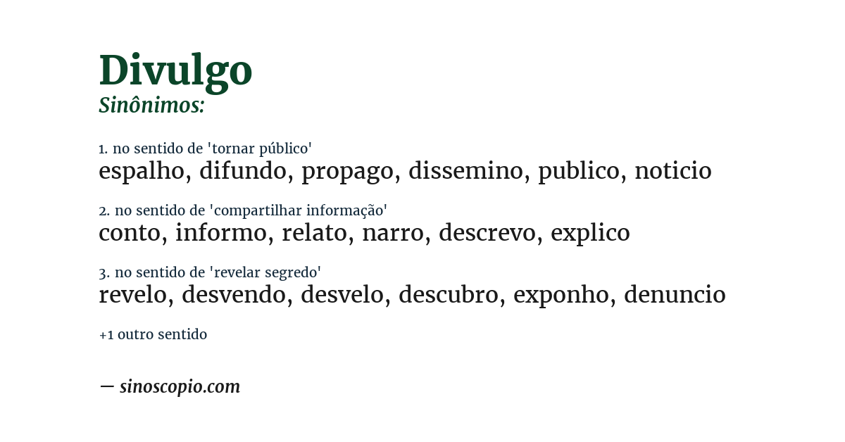 Sinônimo de divulgo