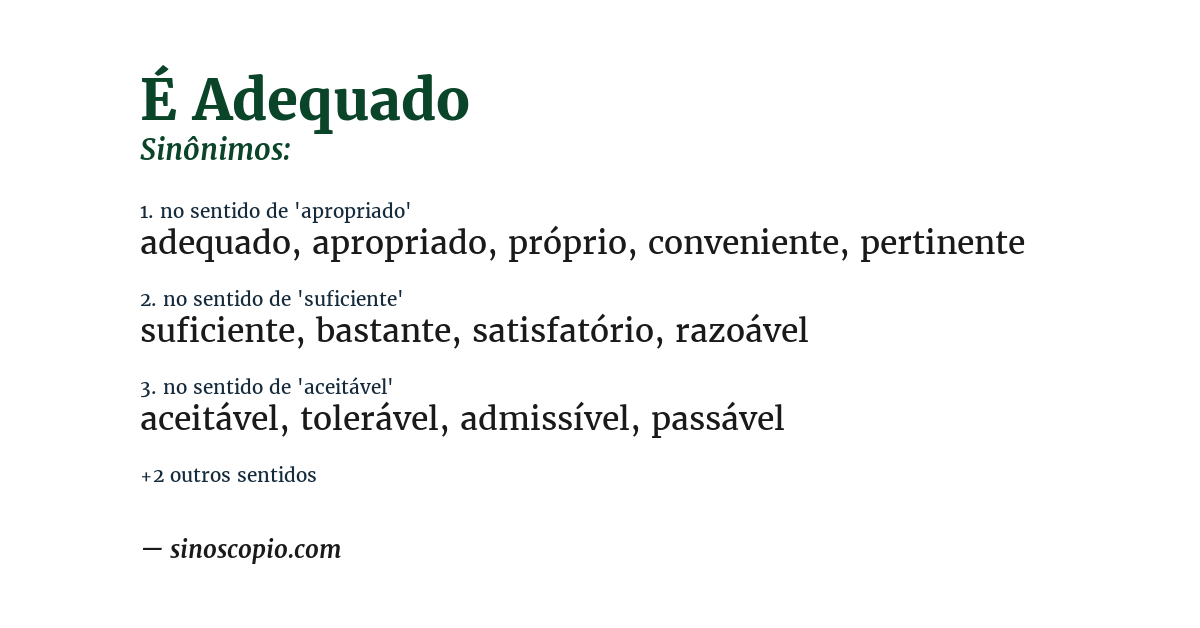 Sinônimo de é adequado