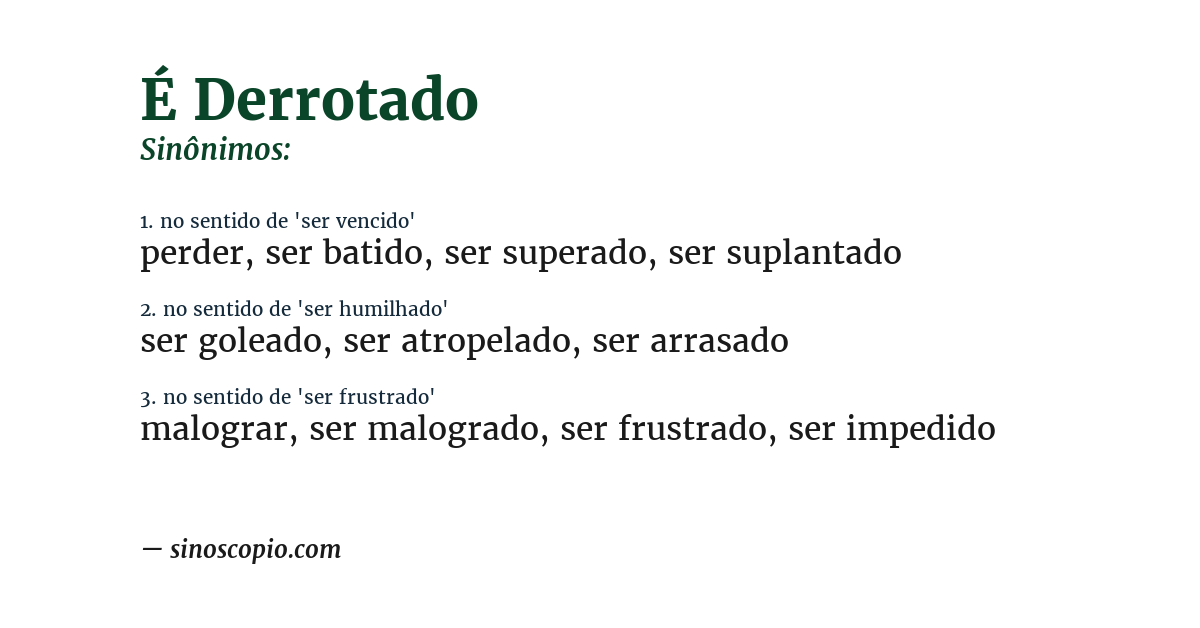 Sinônimo de é derrotado