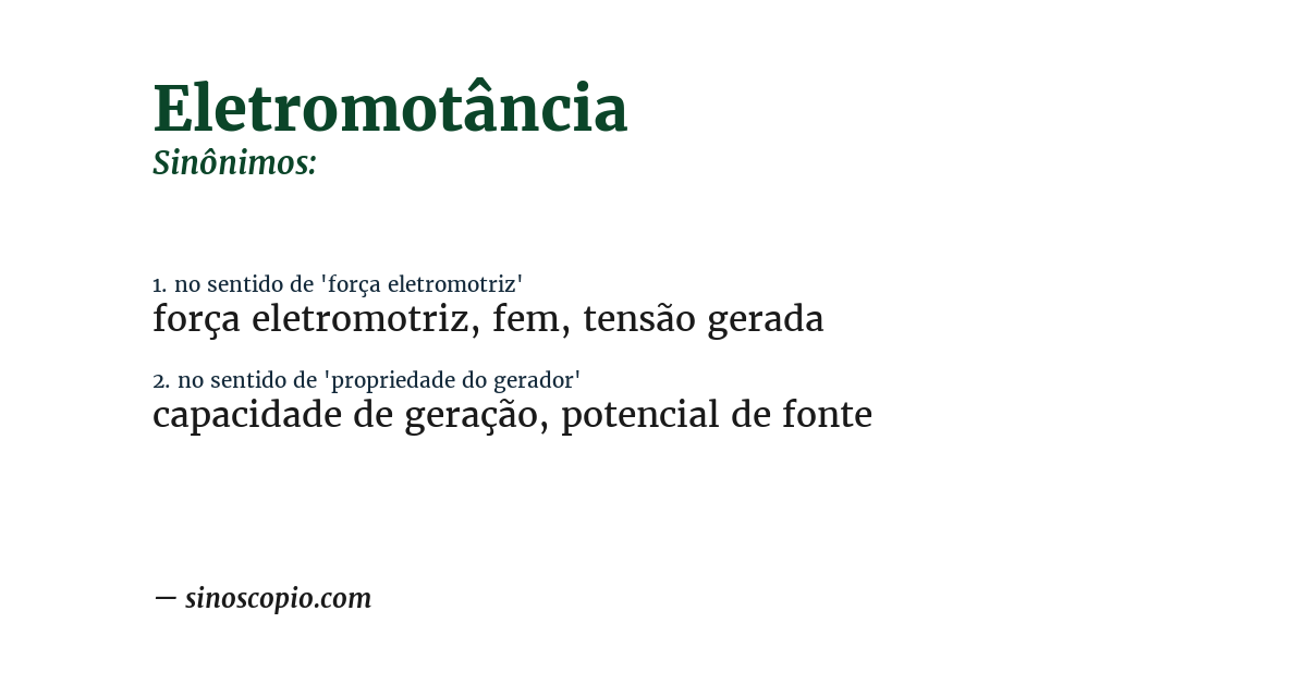 Sinônimo de eletromotância