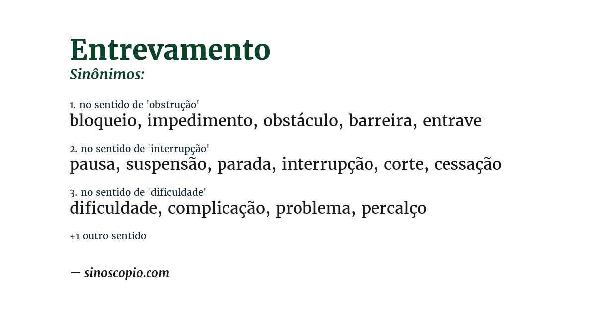 Sinônimo de entrevamento
