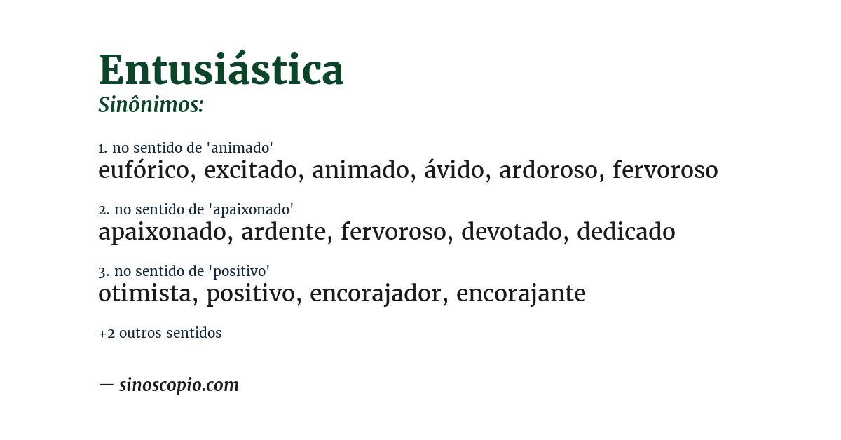 Sinônimo de entusiástica