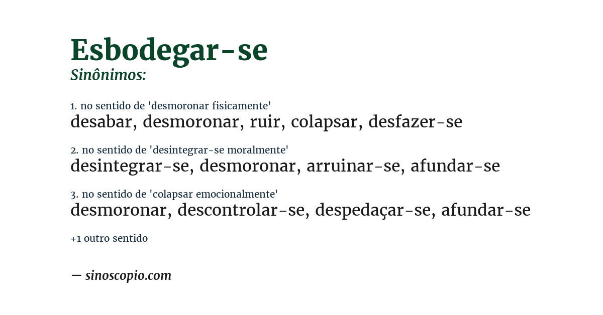 Sinônimo de esbodegar-se