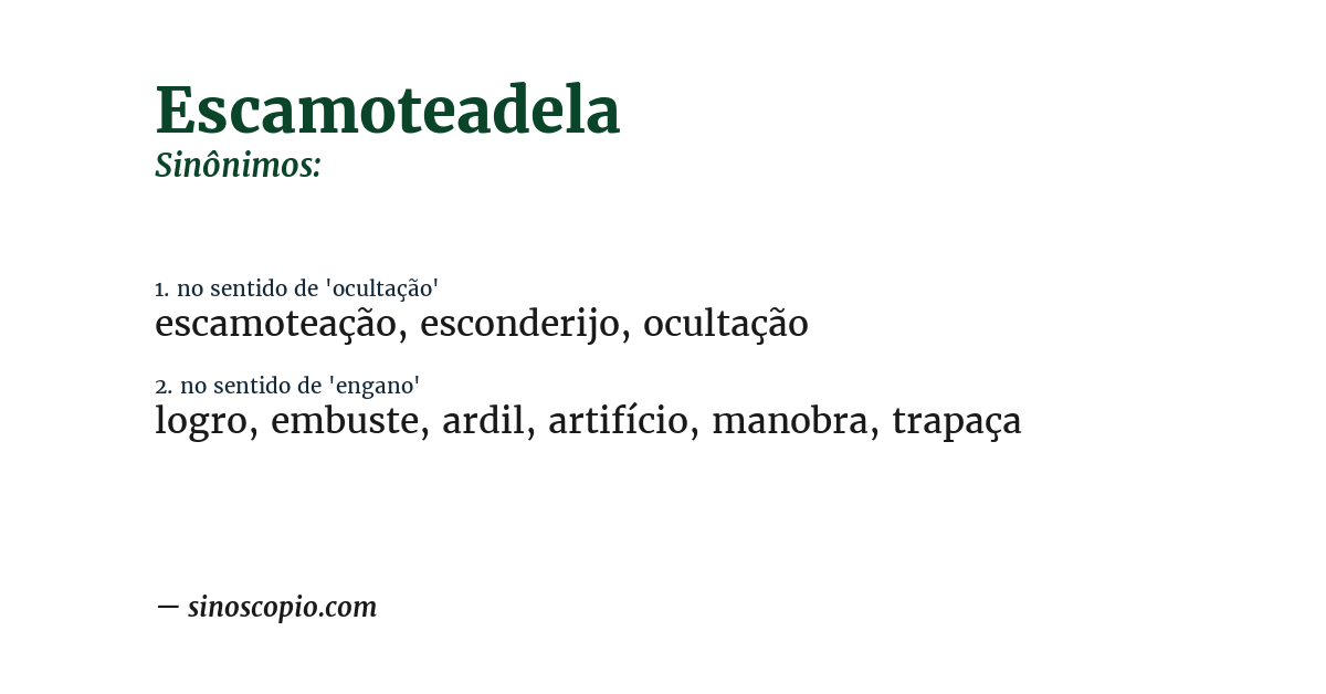 Sinônimo de escamoteadela