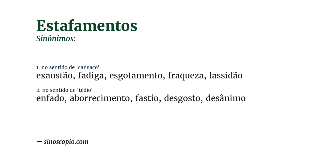 Sinônimo de estafamentos