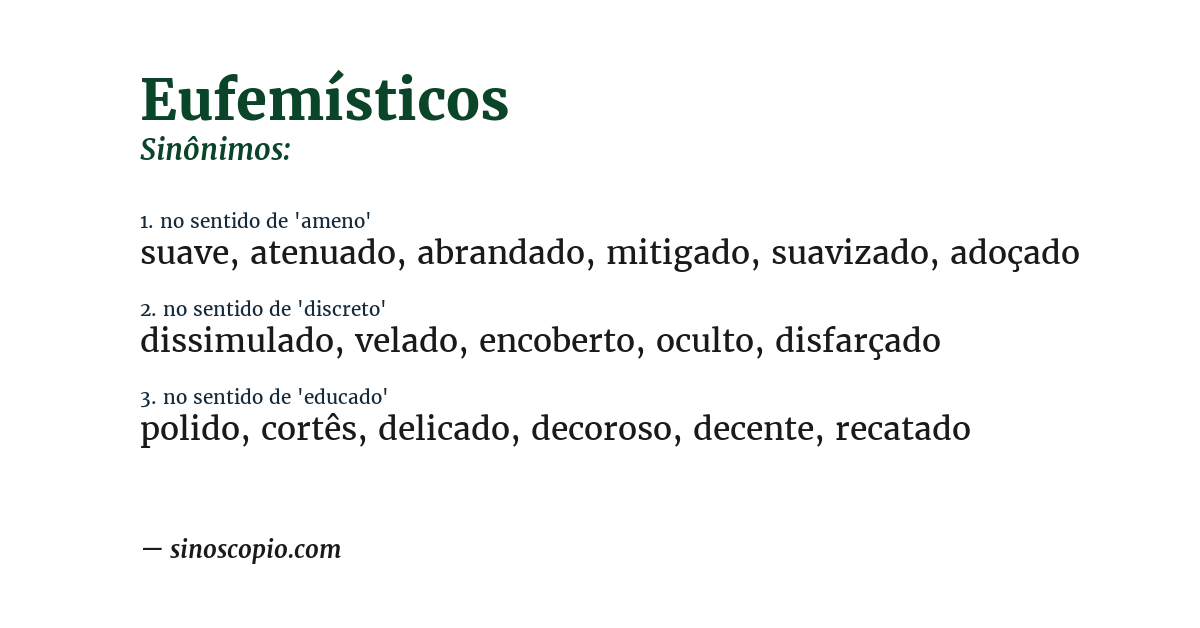 Sinônimo de eufemísticos