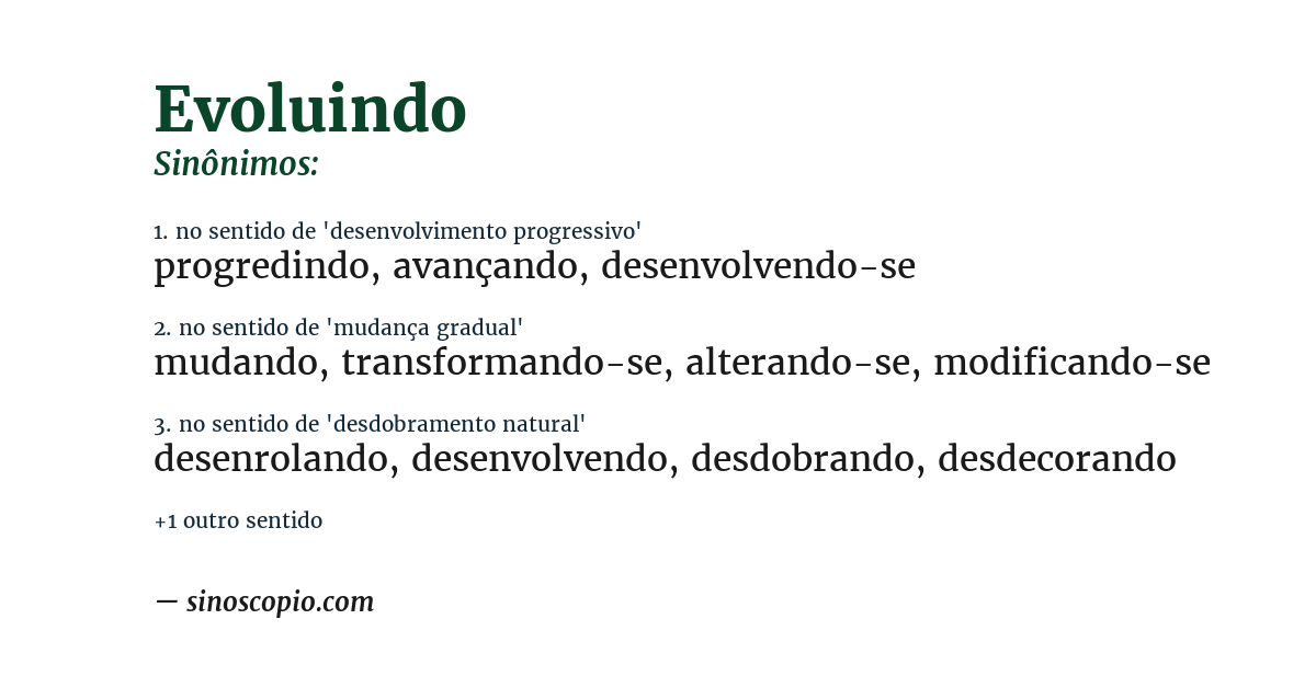 Sinônimo de evoluindo