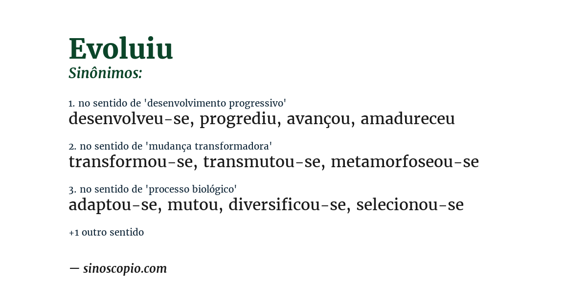 Sinônimo de evoluiu