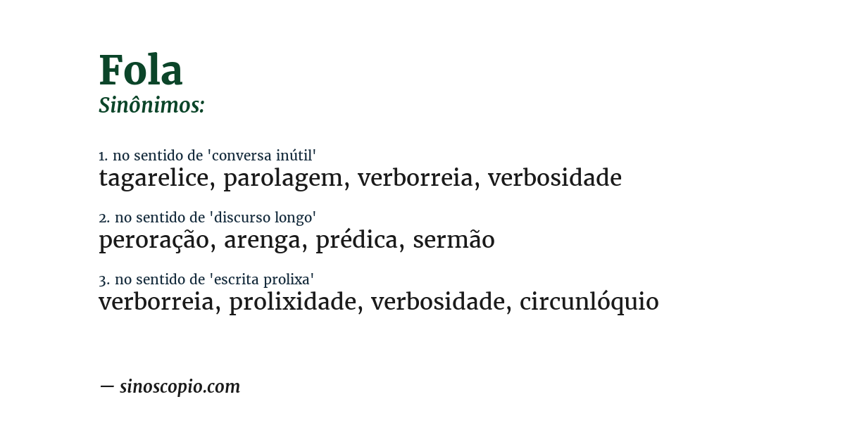 Sinônimo de fola