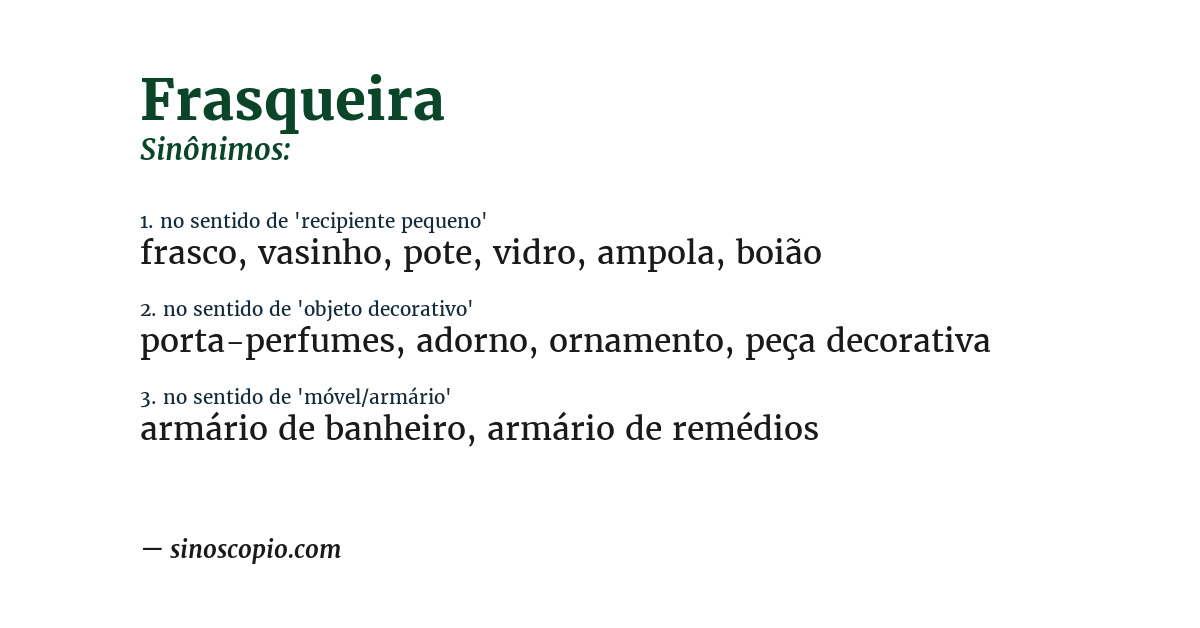 Sinônimo de frasqueira