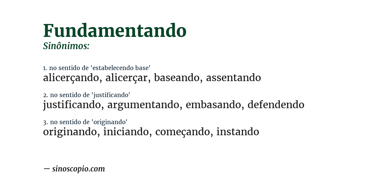 Sinônimo de fundamentando