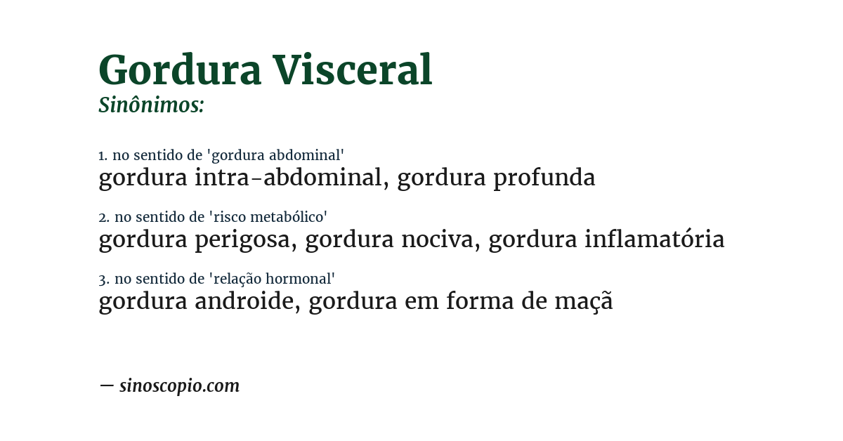 Sinônimo de gordura visceral