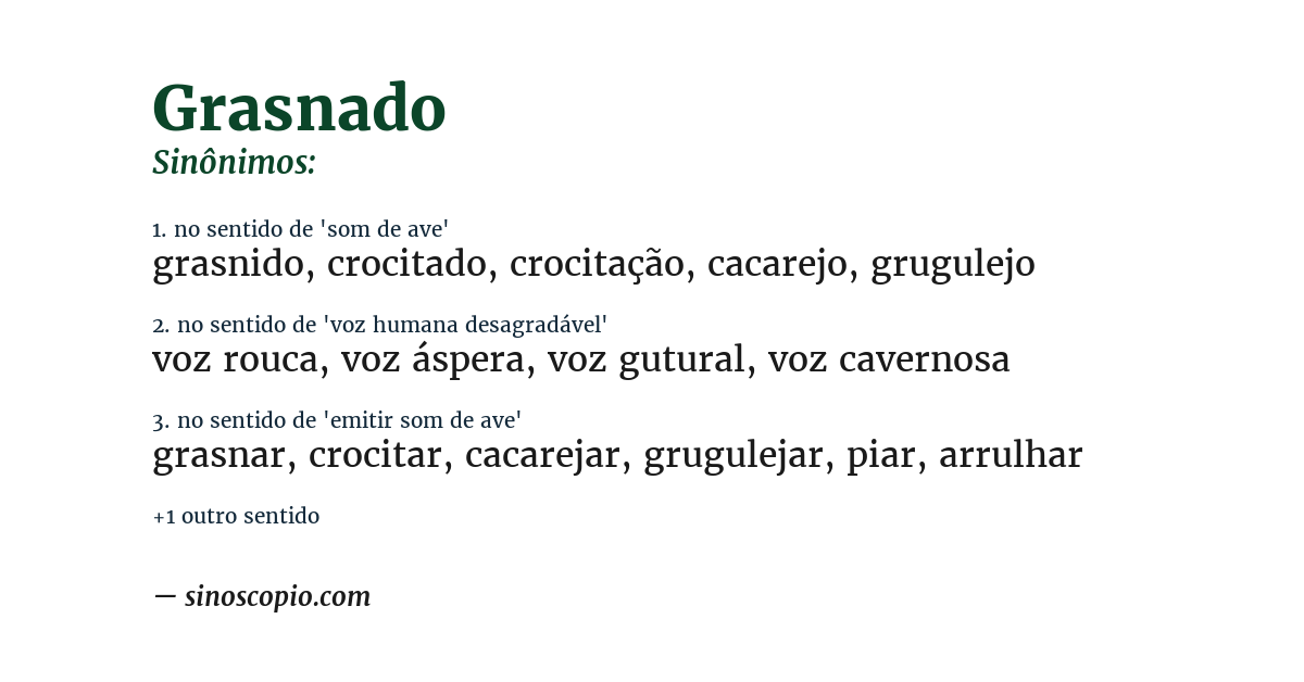Sinônimo de grasnado