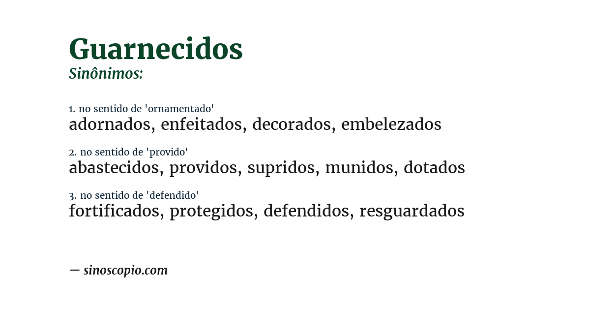 Sinônimo de guarnecidos
