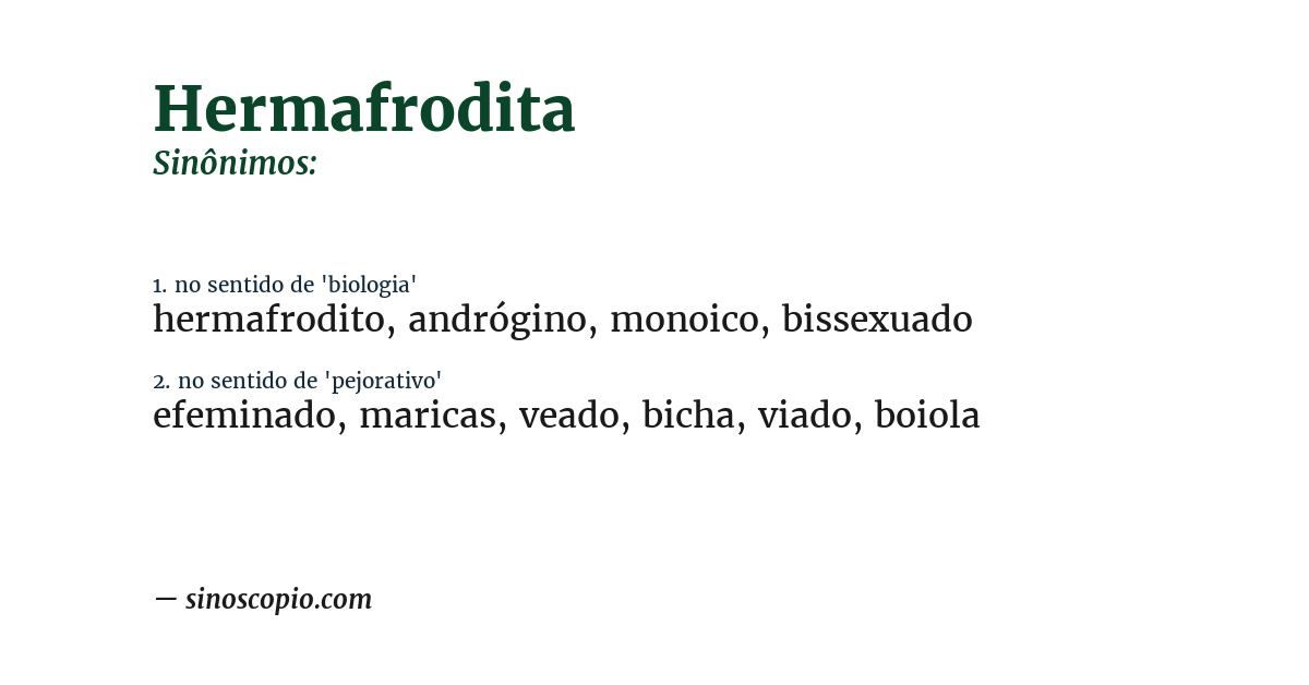 Sinônimo de hermafrodita