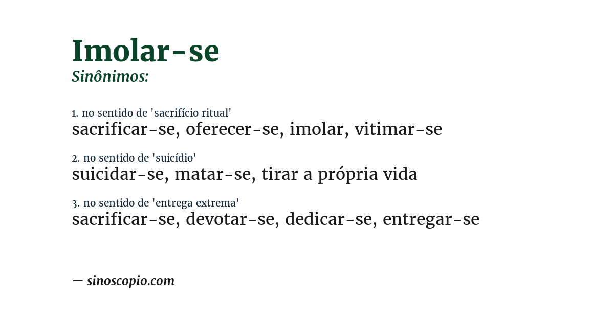 Sinônimo de imolar-se