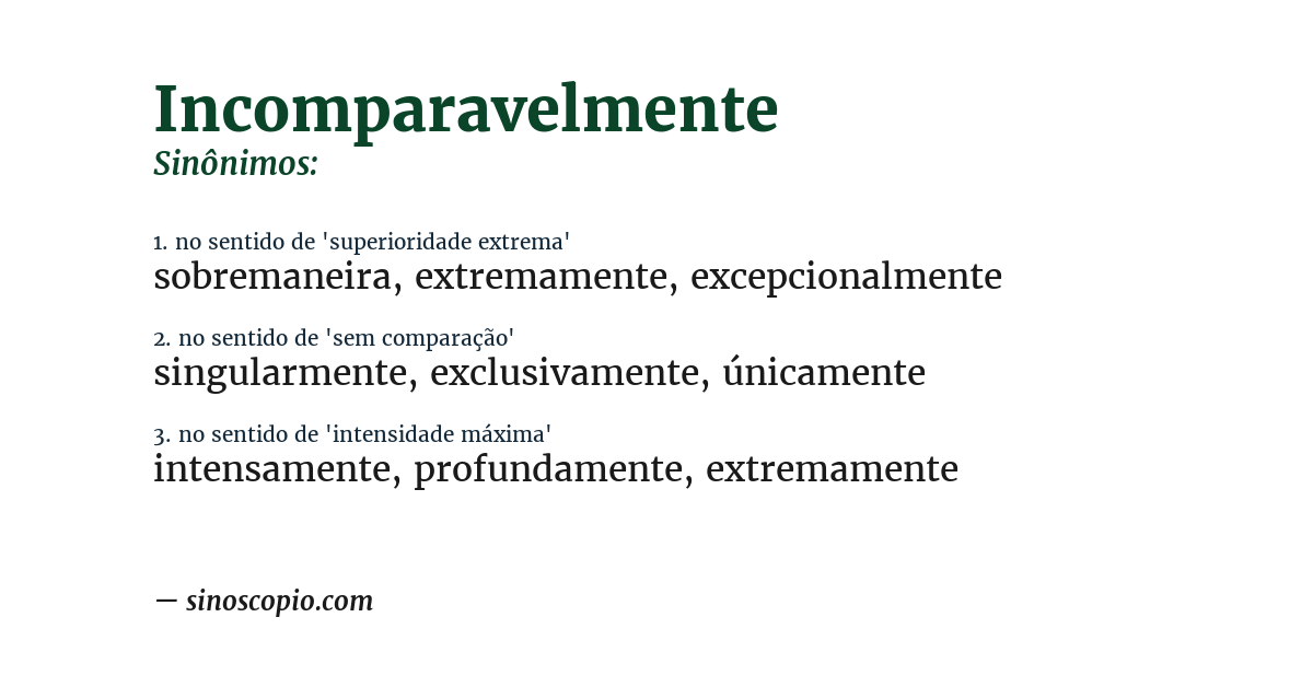 Sinônimo de incomparavelmente