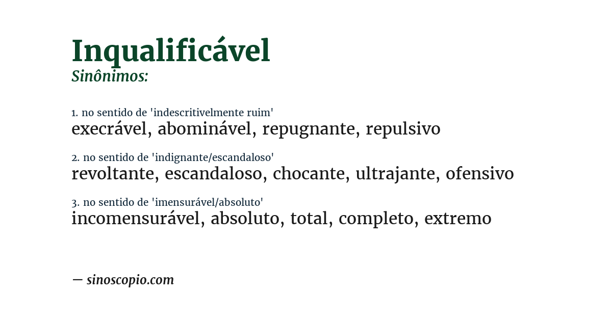 Sinônimo de inqualificável