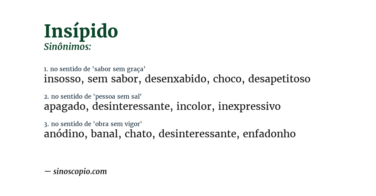 Sinônimo de insípido