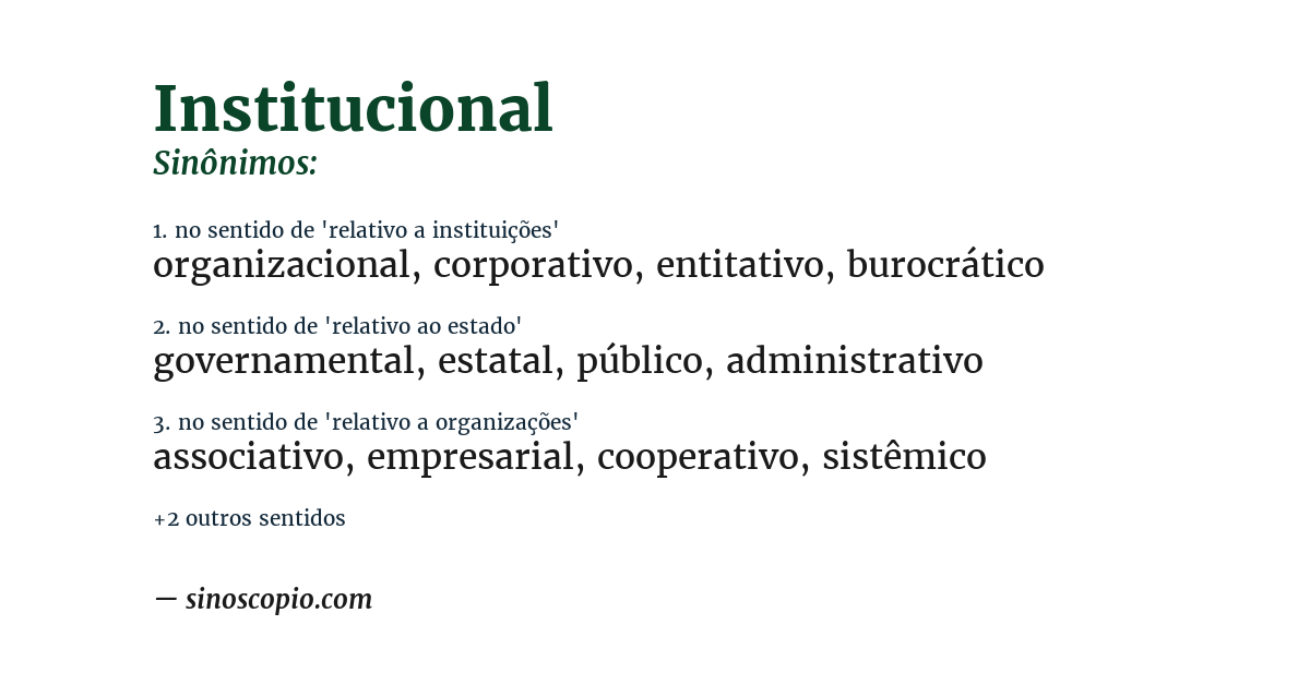 Sinônimo de institucional