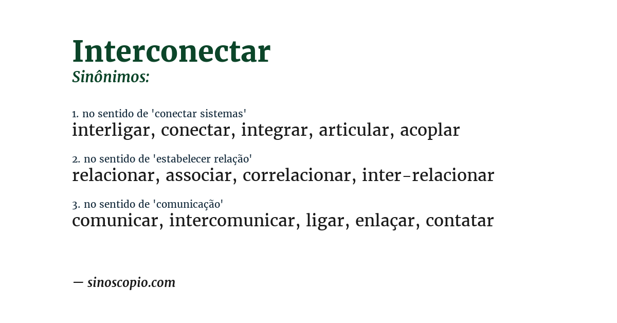 Sinônimo de interconectar