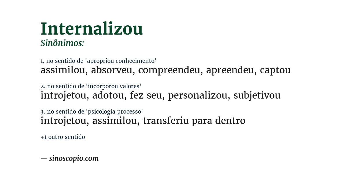 Sinônimo de internalizou