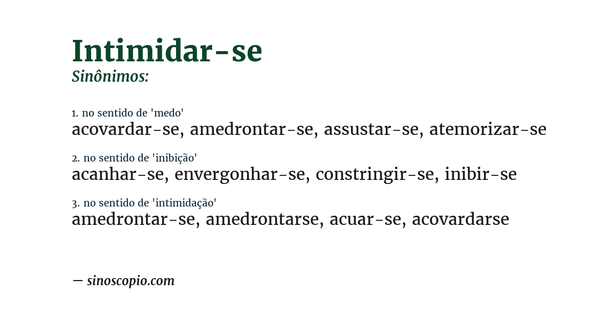 Sinônimo de intimidar-se