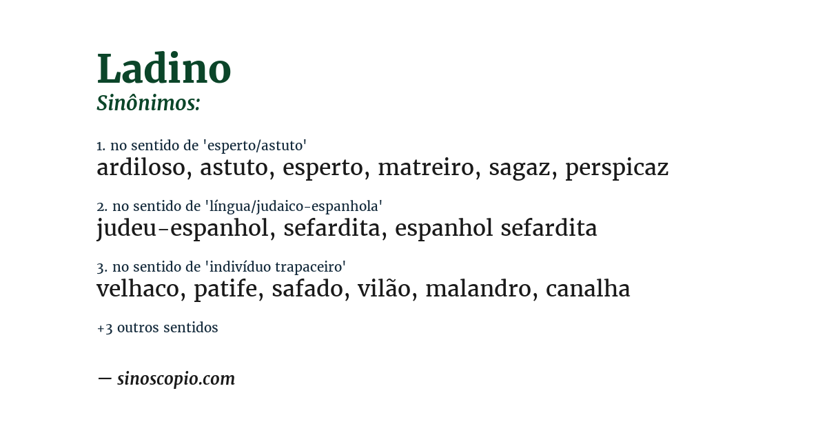 Sinônimo de ladino
