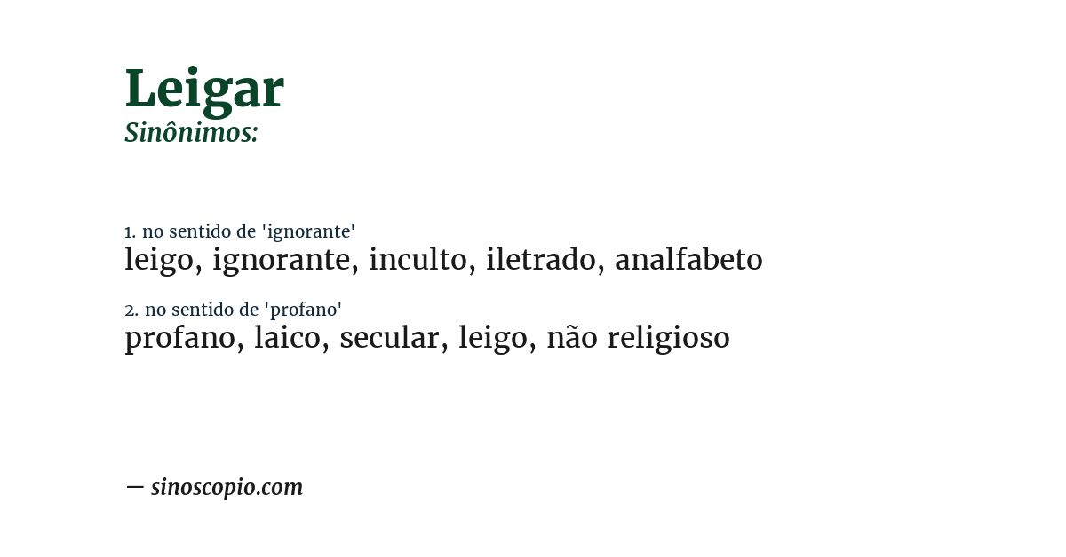 Sinônimo de leigar