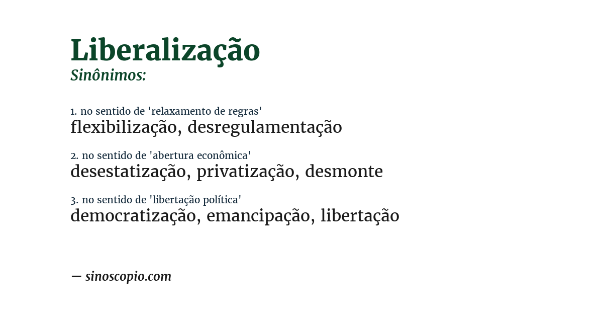 Sinônimo de liberalização