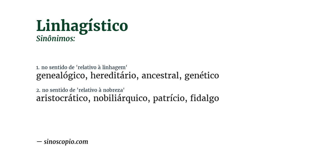 Sinônimo de linhagístico