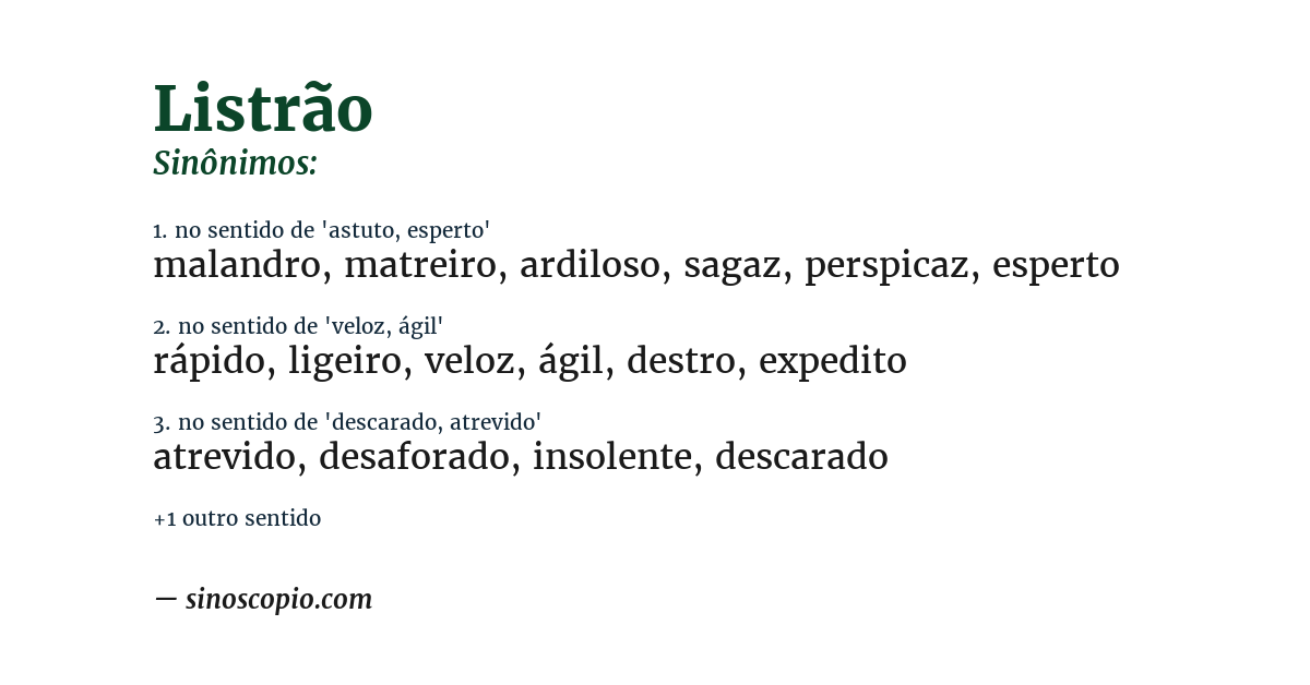 Sinônimo de listrão