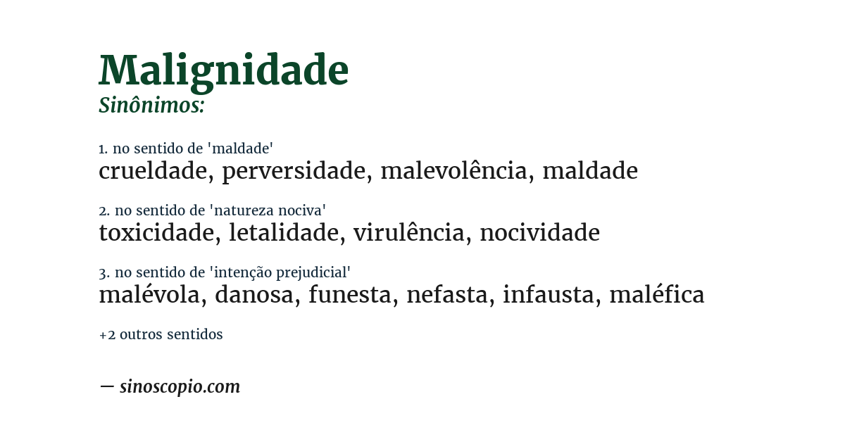 Sinônimo de malignidade