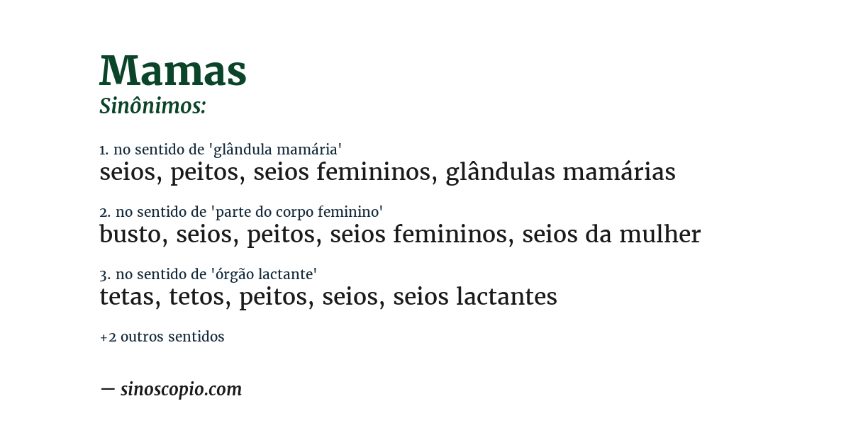 Sinônimo de mamas