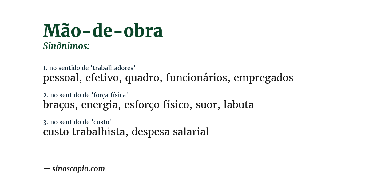 Sinônimo de mão-de-obra