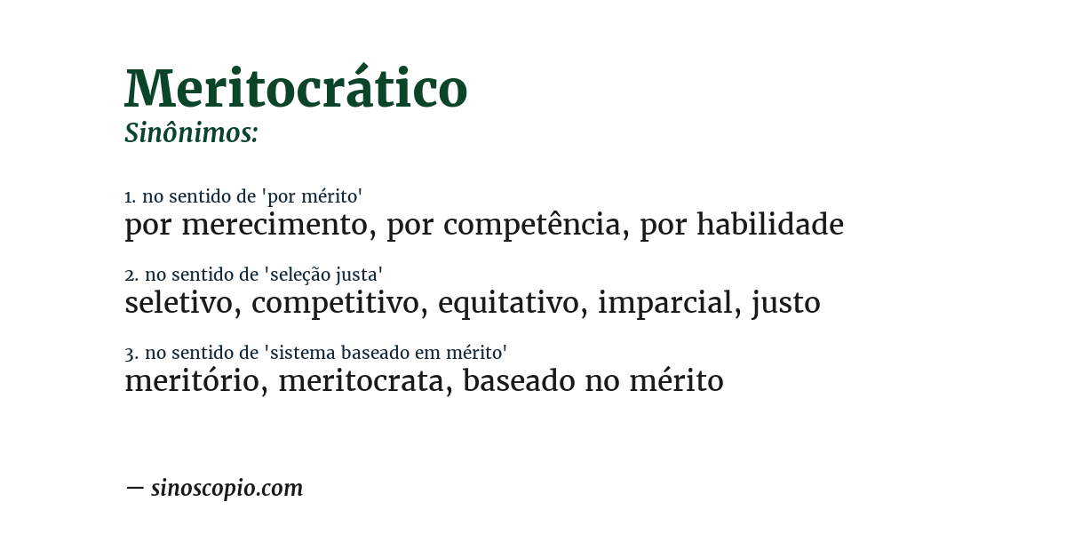 Sinônimo de meritocrático
