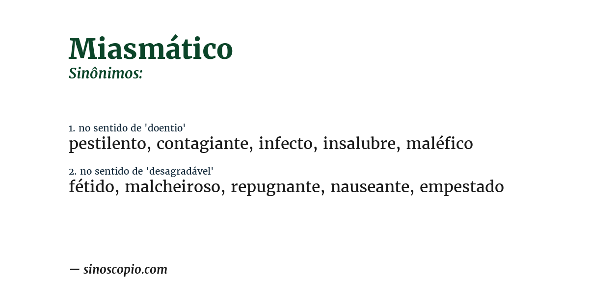 Sinônimo de miasmático