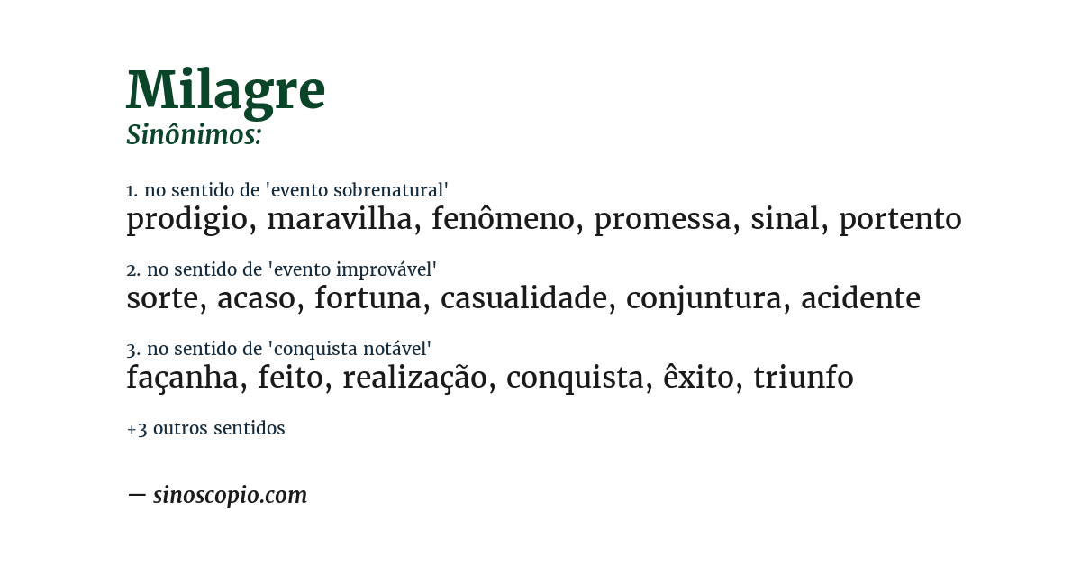 Sinônimo de milagre
