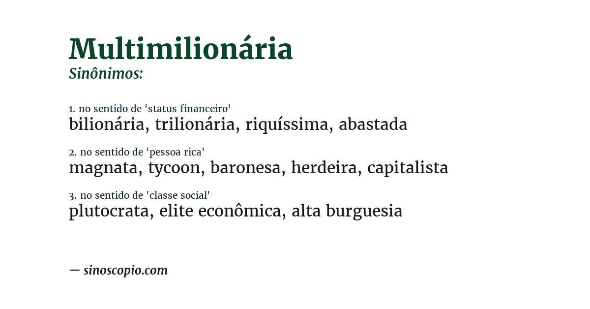 Sinônimo de multimilionária