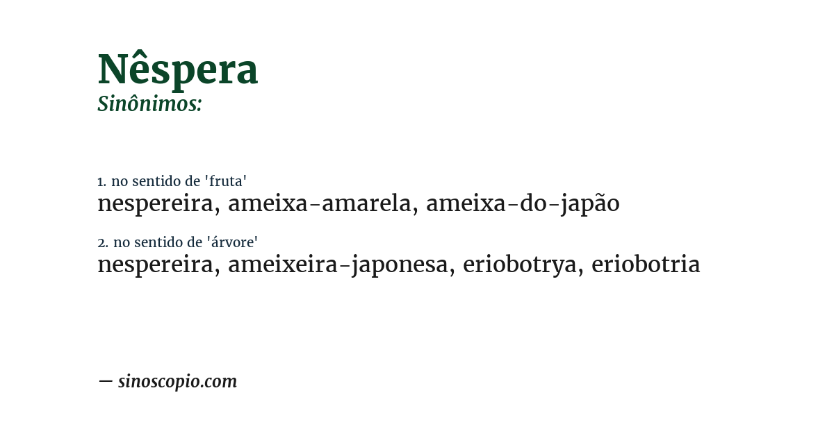 Sinônimo de nêspera
