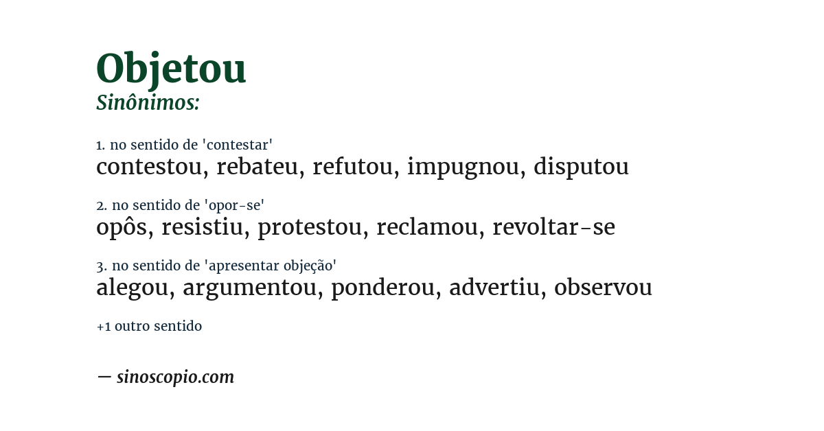 Sinônimo de objetou