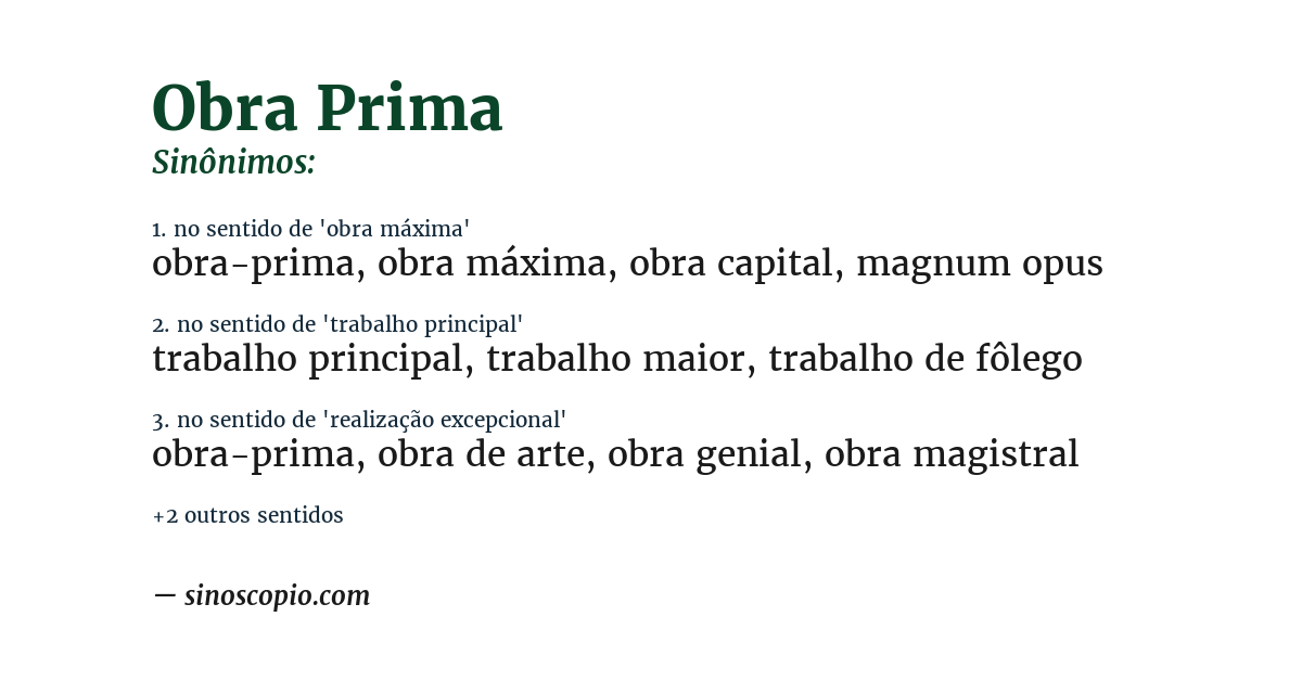Sinônimo de obra prima