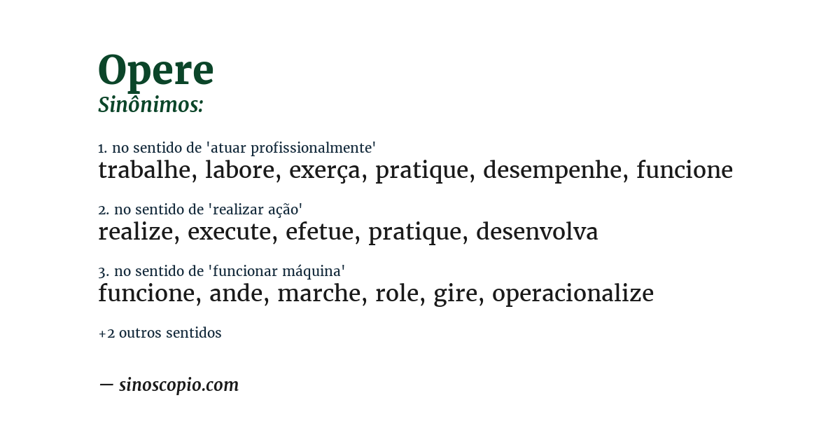 Sinônimo de opere