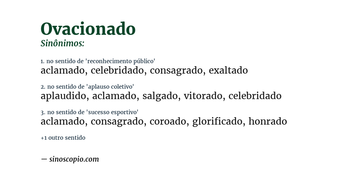 Sinônimo de ovacionado