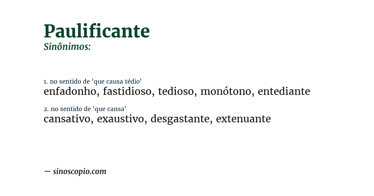 Sinônimo de paulificante