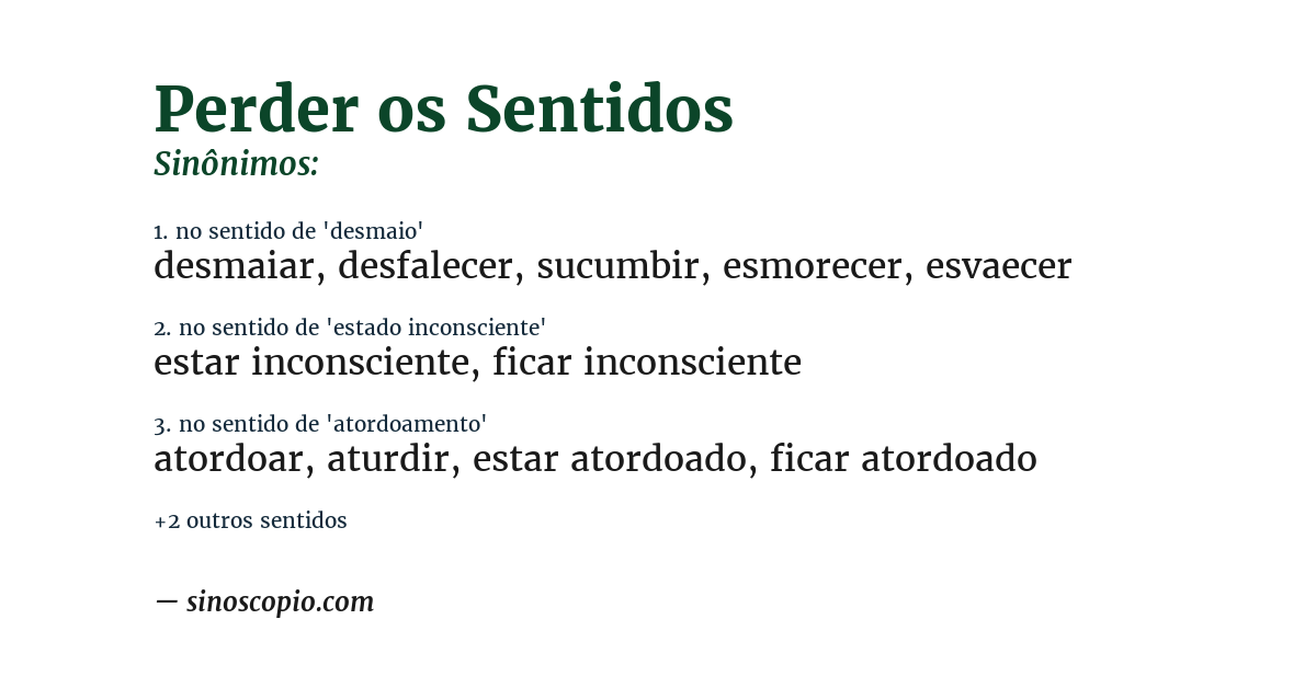 Sinônimo de perder os sentidos