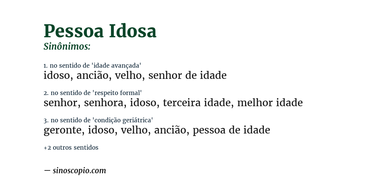 Sinônimo de pessoa idosa